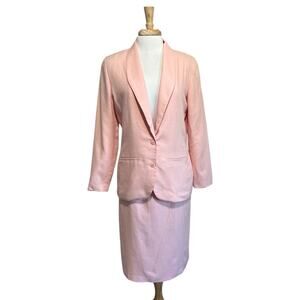Vintage 90s That's Me 2 Pc Suit Blazer Skirt Pink Classic Dressy Women's 11/12